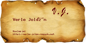 Verle Jolán névjegykártya